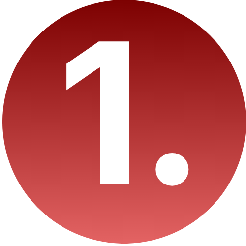 Número 1 blanco con un punto dentro de un círculo rojo.