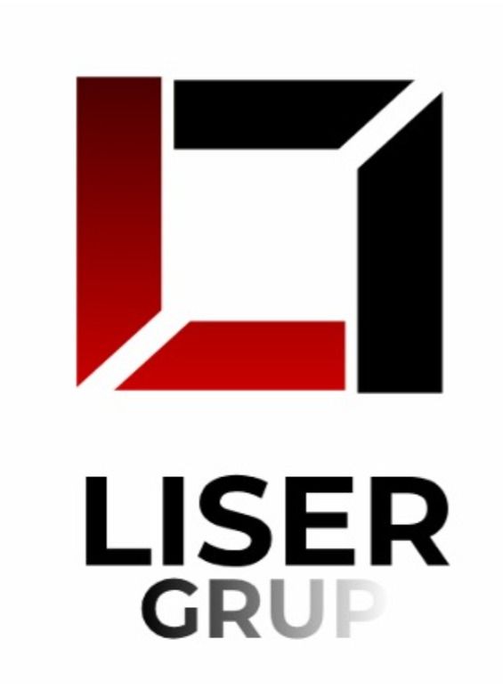 Logotipo de LISER GRUP que presenta un marco cuadrado estilizado en rojo y negro sobre el texto en negrita y negro