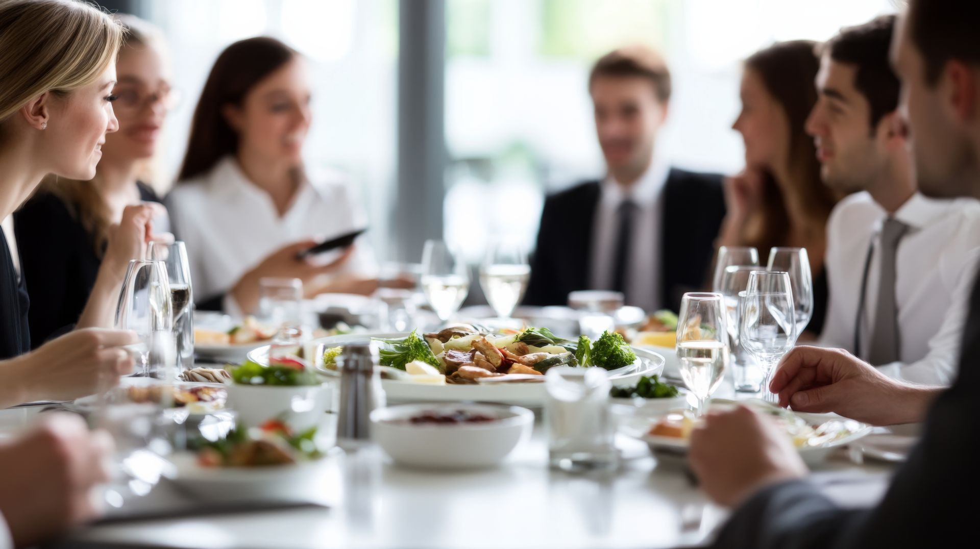 Plusieurs personnes assises à table.