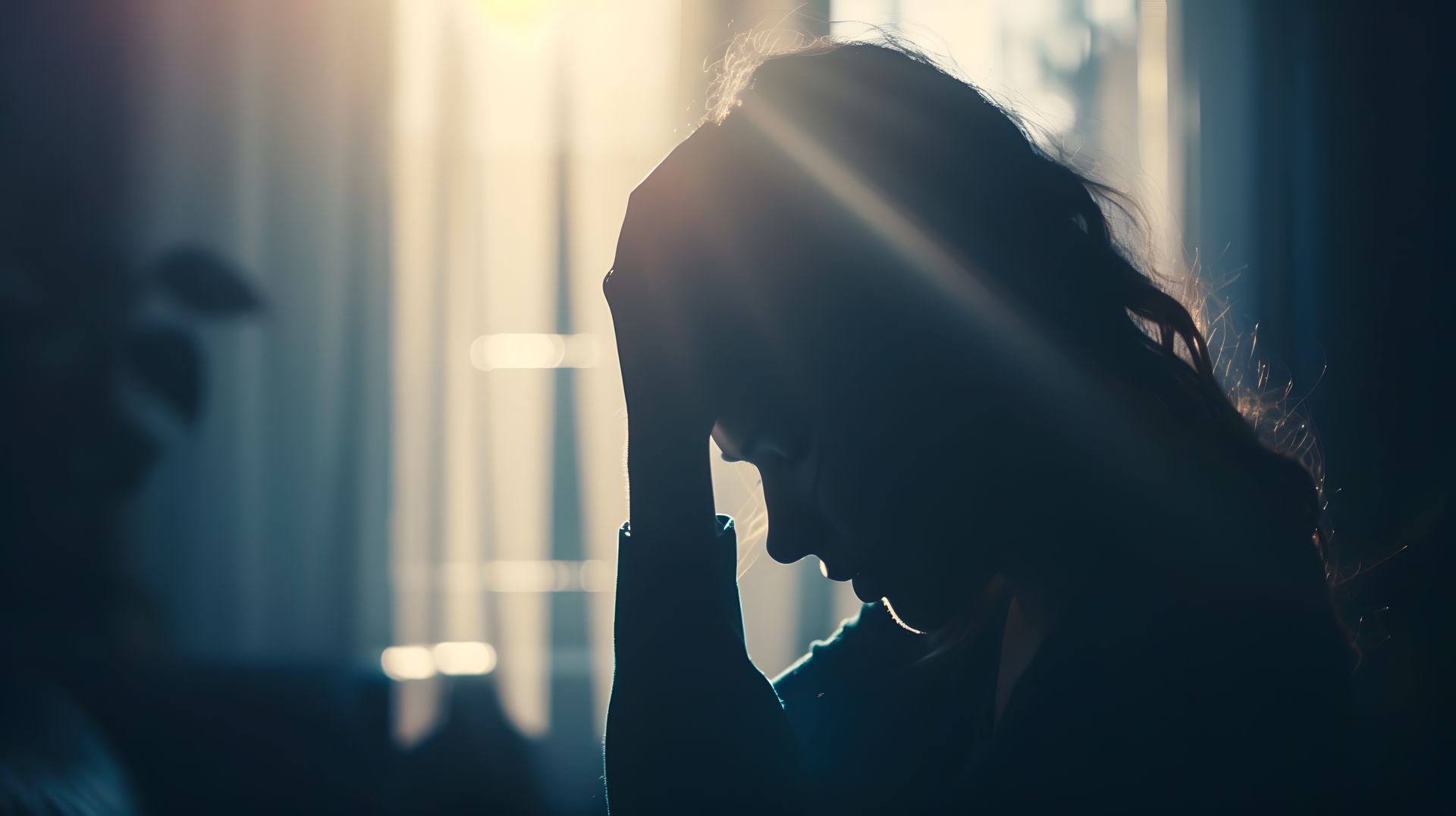 Silouhette d'une femme se tenant la tête