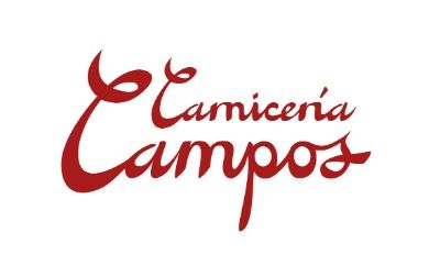Logotipo rojo con la inscripci&oacute;n &ldquo;Carnicer&iacute;a Campos&rdquo; sobre fondo blanco.