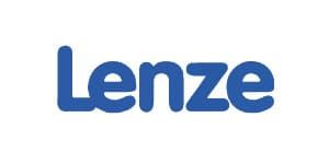 Das Logo von Lenze ist blau und weiß auf weißem Hintergrund.