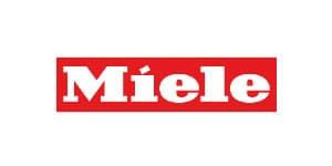 Das Miele-Logo befindet sich in einem roten Kasten auf weißem Grund.