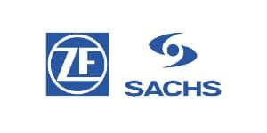 Ein blau-weißes Logo für Sachs auf weißem Hintergrund.