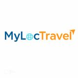 Logo MyLocTravel : texte bleu et orange avec un symbole de globe et une flèche orange.