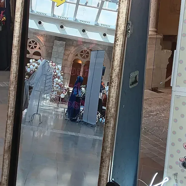 Una mujer en silla de ruedas está parada frente a un espejo.