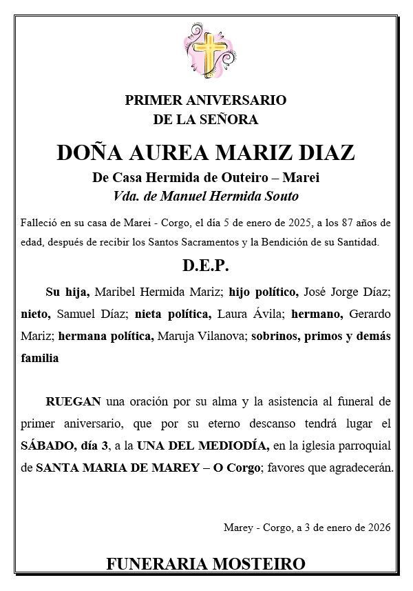 Un anuncio fúnebre en español para doña Esther López López