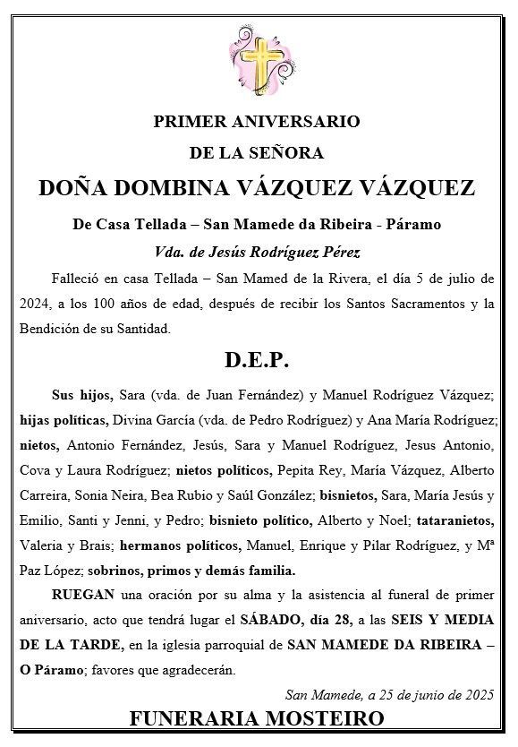 Un anuncio fúnebre en español para doña Esther López López