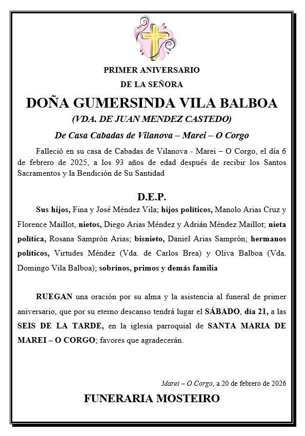 Un anuncio fúnebre en español para doña Esther López López