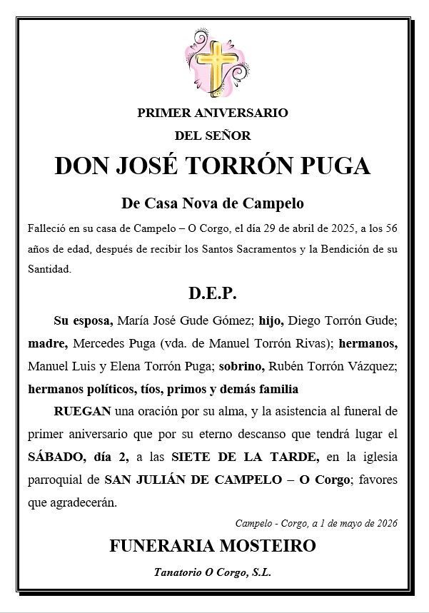 Un anuncio fúnebre en español para doña Esther López López