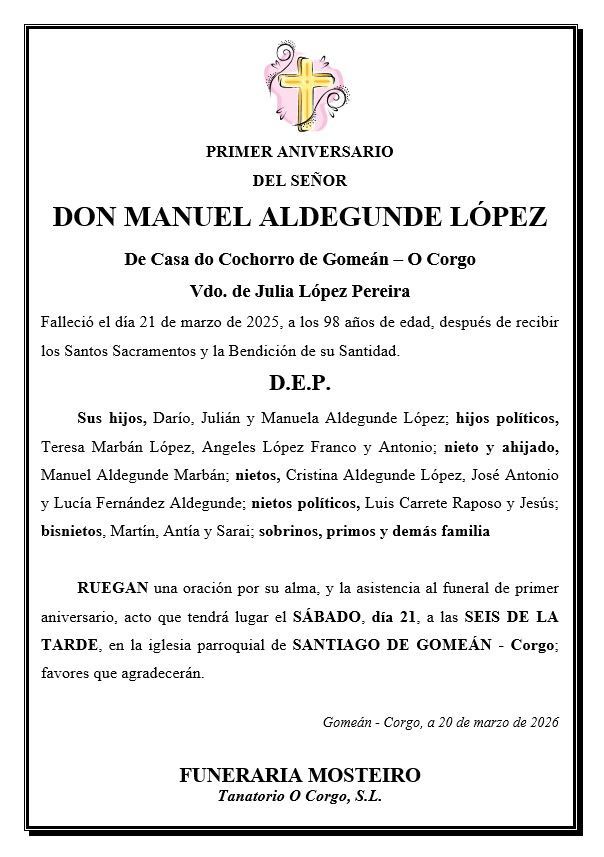 Un anuncio fúnebre en español para doña Esther López López
