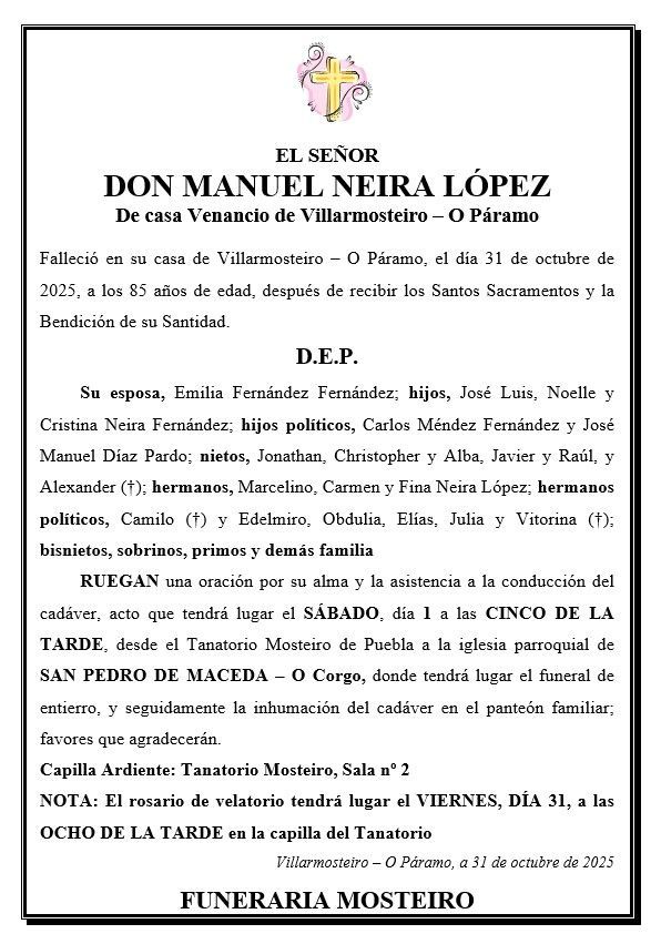 Un anuncio fúnebre en español para doña Esther López López