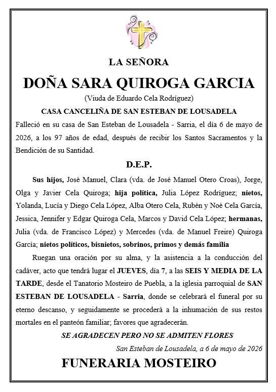 Un anuncio fúnebre en español para doña Esther López López