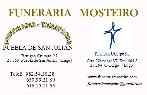 Una tarjeta de presentación para una funeraria en Puebla de San Julián.