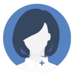 Image de visage avec cheveux au carré sur fond bleu