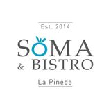 Logotipo de SOMA & Bistro con detalles en turquesa, texto &ldquo;Est. 2014&rdquo; y &ldquo;La Pineda&rdquo;