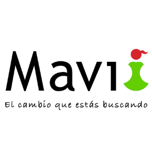 Mavi logo with a green figure and red dot, plus the slogan &ldquo;El cambio que est&aacute;s buscando&rdquo;