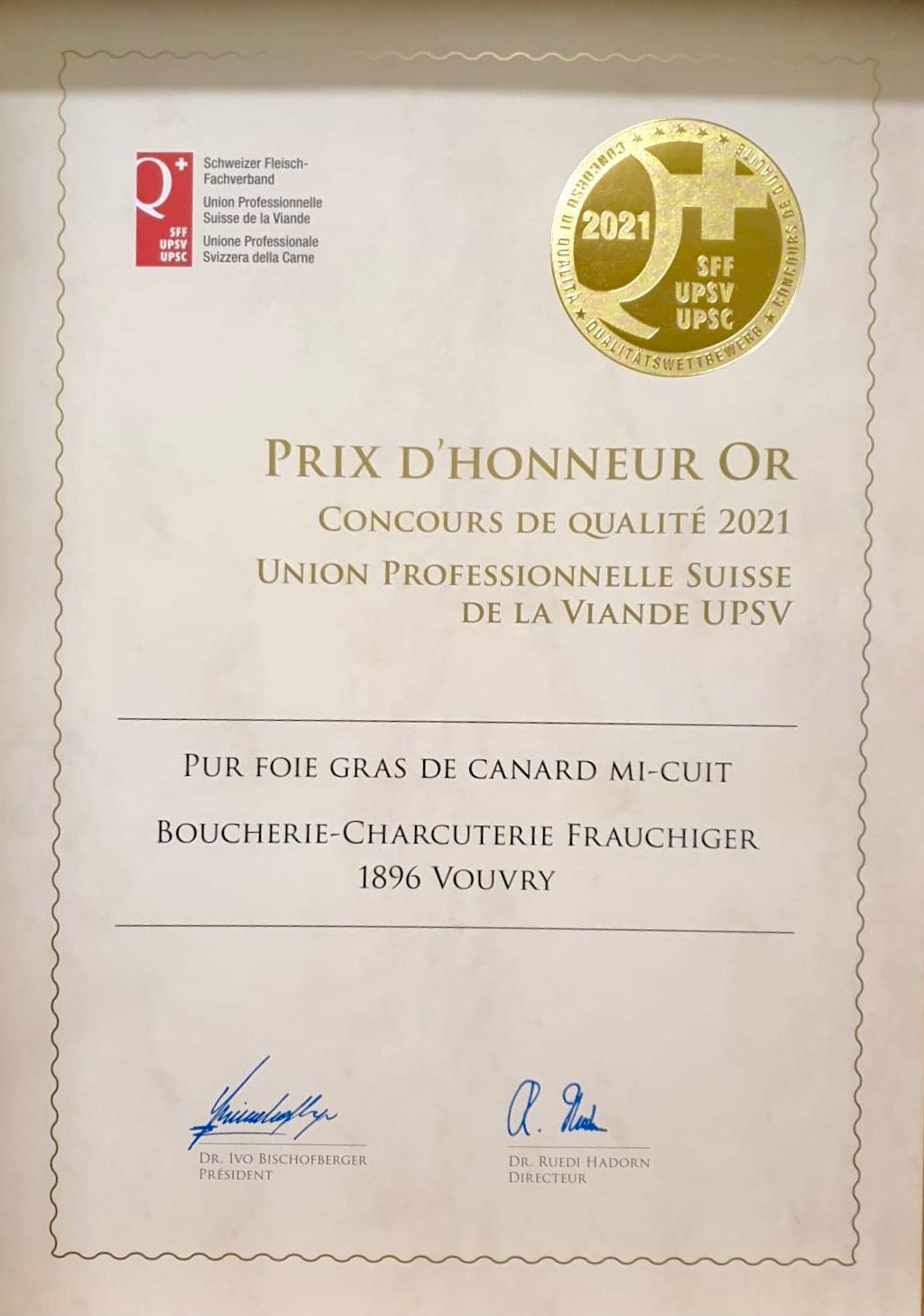 Boucherie Frauchiger - foie gras mi-cuit