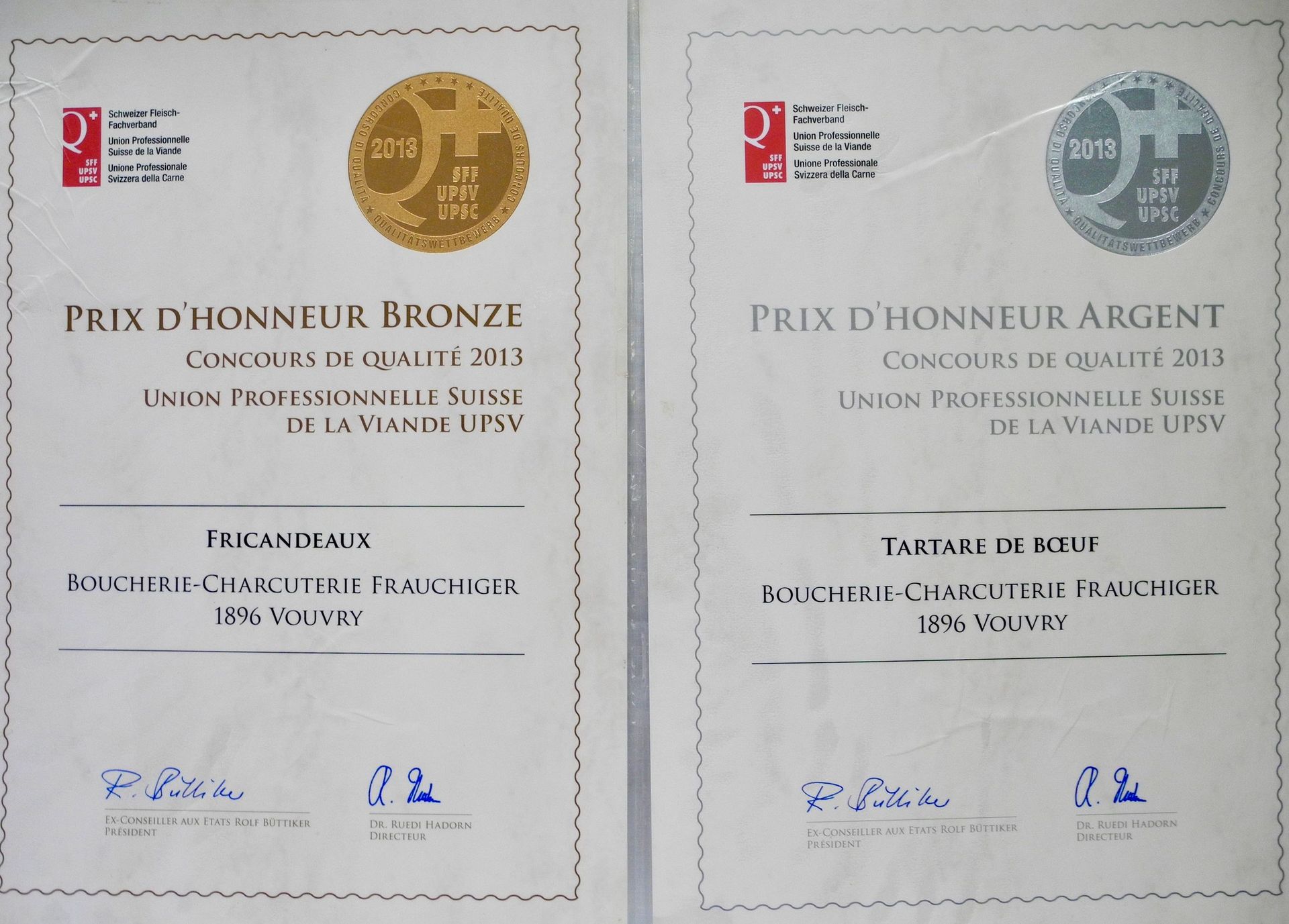 Boucherie Frauchiger - Médaille 2013