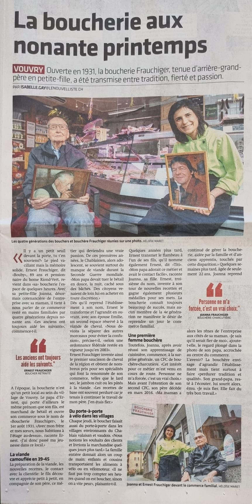 Boucherie Frauchiger - article Nouvelliste