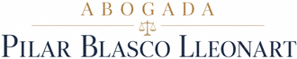 Logo for Abogada Pilar Blasco Lleonart in gold and dark blue text.
