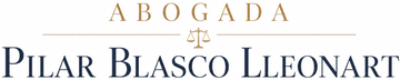 Logo for Abogada Pilar Blasco Lleonart in gold and dark blue text.