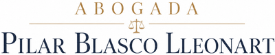 Logo for Abogada Pilar Blasco Lleonart in gold and dark blue text.
