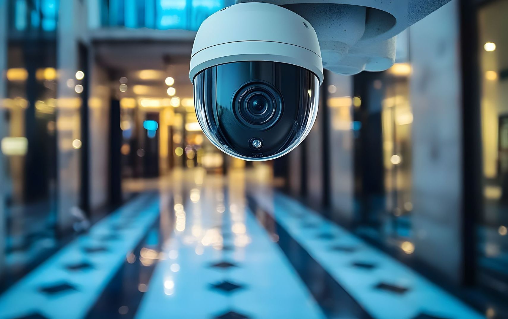 Une caméra de surveillance dans un lieu public