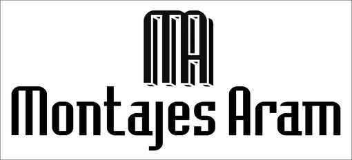 Un logotipo en blanco y negro para montajes aram