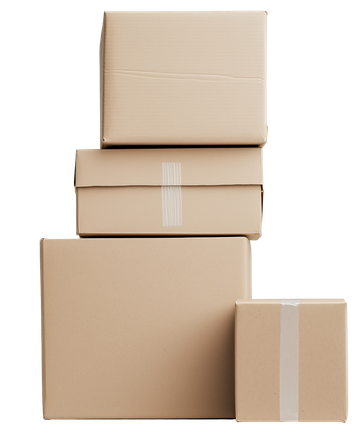 3 cartons superposés et un carton posé à côté