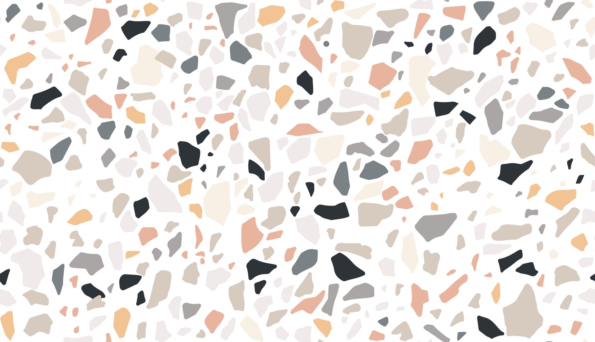 Motif abstrait en terrazzo avec des fragments de pierre blancs, beiges, gris et noirs sur fond clair