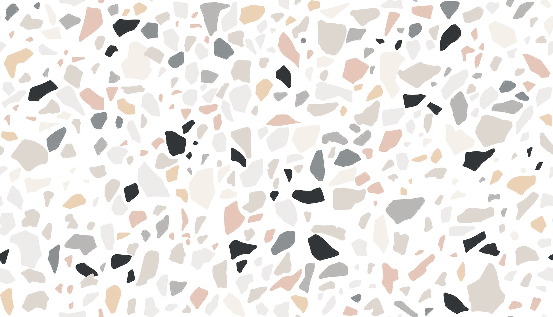 Motif abstrait en terrazzo avec des fragments de pierre blancs, gris, beiges et noirs