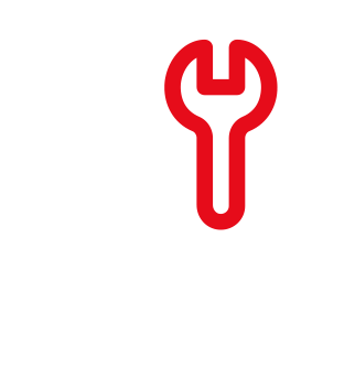 Punainen jakoavainkuvake valkoisella taustalla
