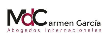 Logo for MdC Carmen Garc&iacute;a law firm: black and burgundy initials, "Carmen Garc&iacute;a" text, "Abogados Internacionales" below.