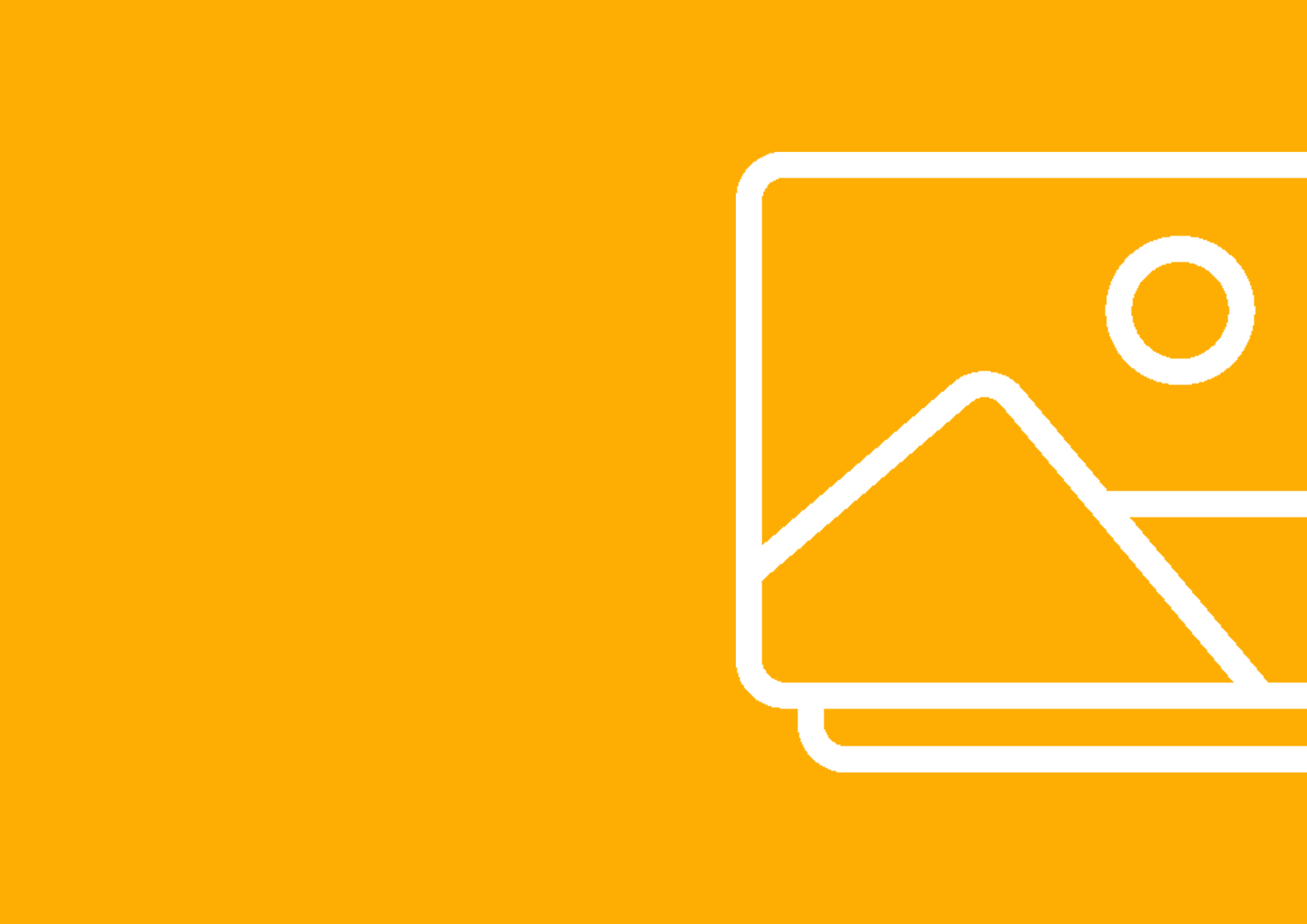 Ein weißes Bildsymbol auf gelbem Hintergrund.