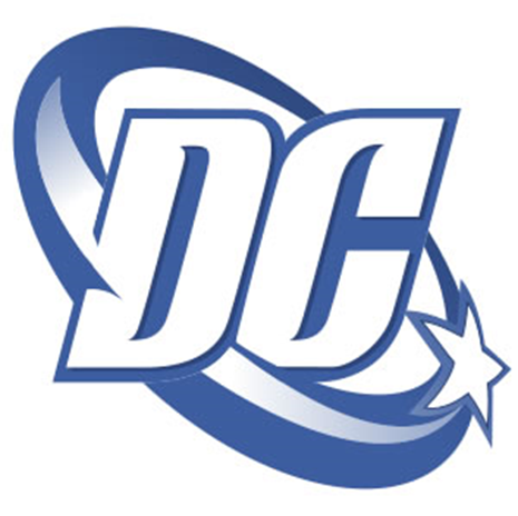 Un logotipo azul y blanco para DC Comics.