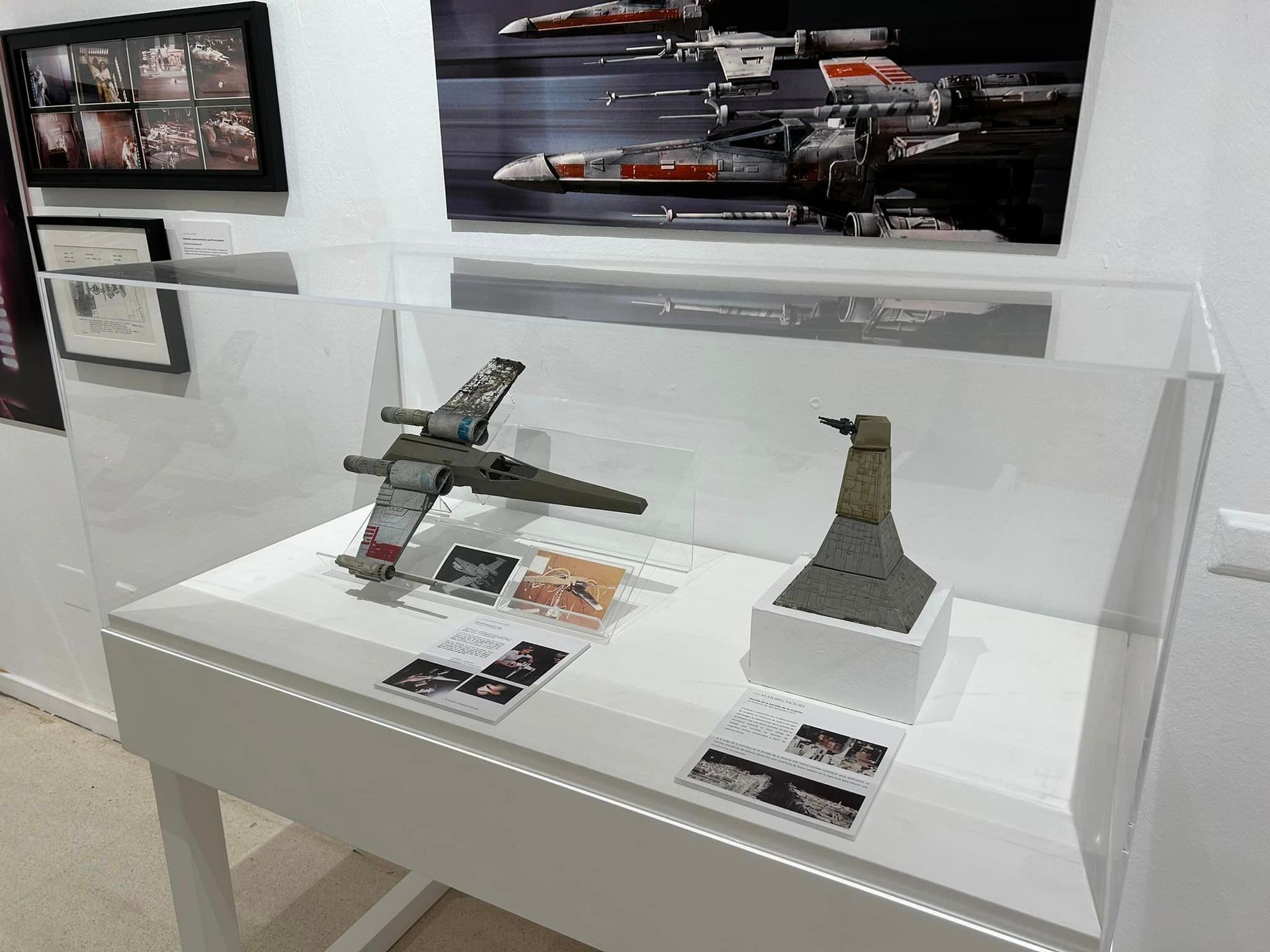 Una vitrina con un modelo de avión dentro