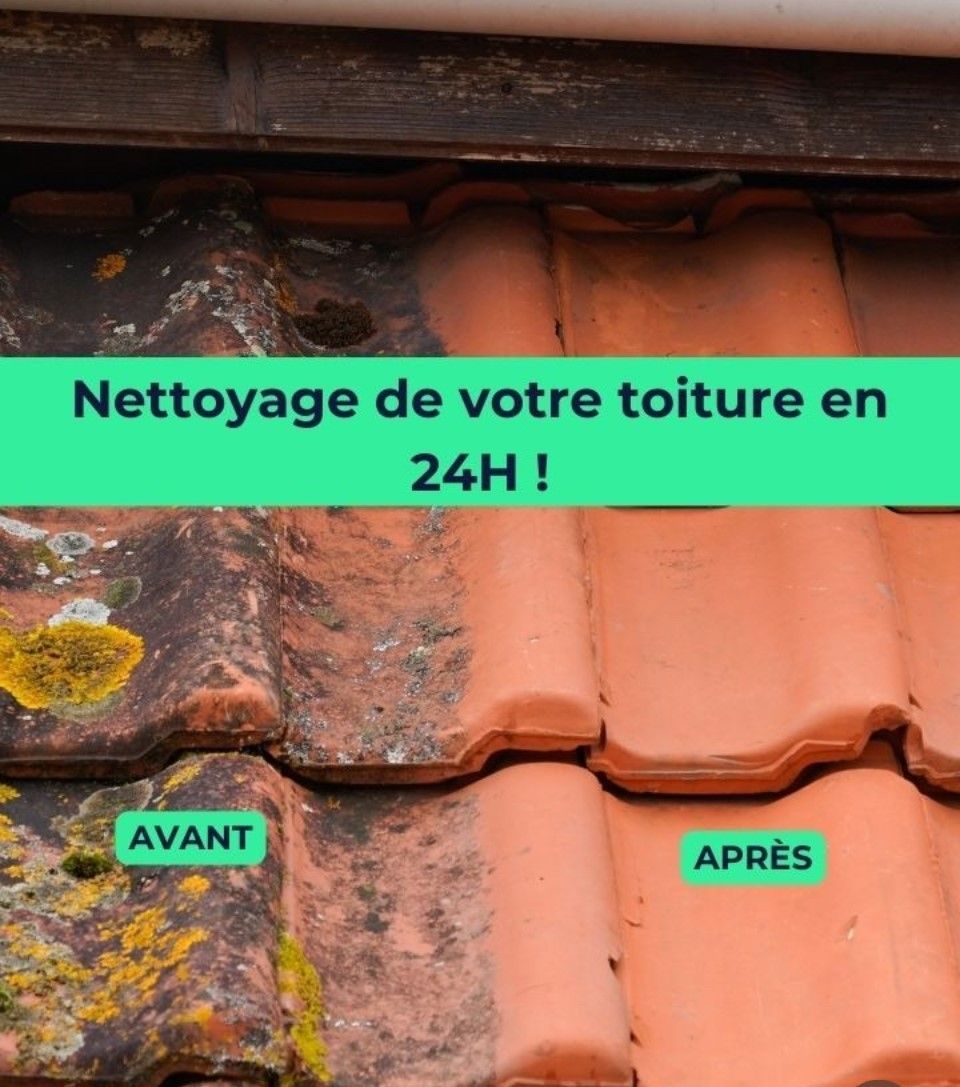 Un nettoyage de toiture avant et après
