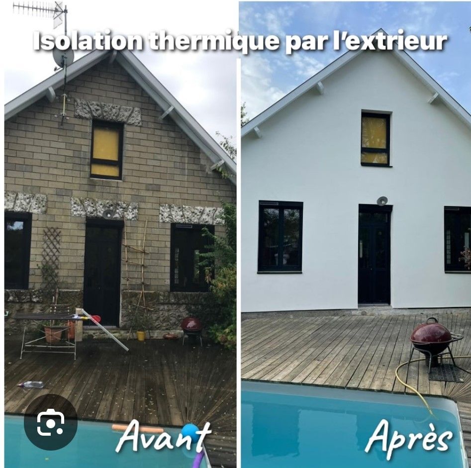 Une isolation thermique par l'extérieur avant et après