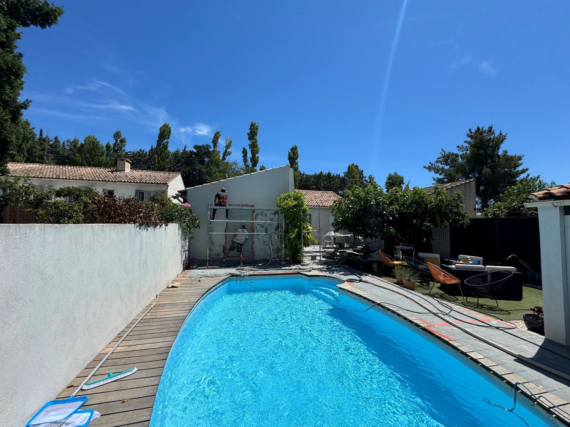 Travaux côté piscine