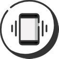 Icon Smartphone mit abgehenden Wellen