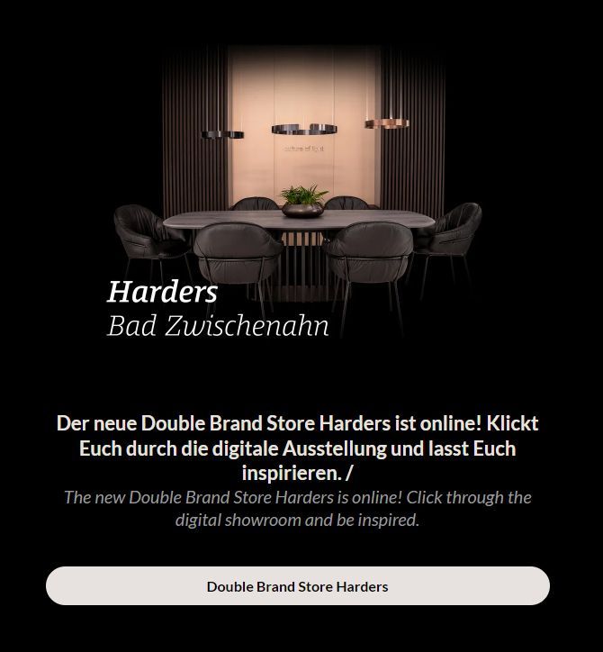 Eine Werbung für den Double Brand Store Harders auf Deutsch