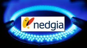 Logotipo de Nedgia sobre una llama de gas azul brillante.