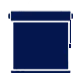 Un icono de persiana enrollable azul sobre un fondo blanco.