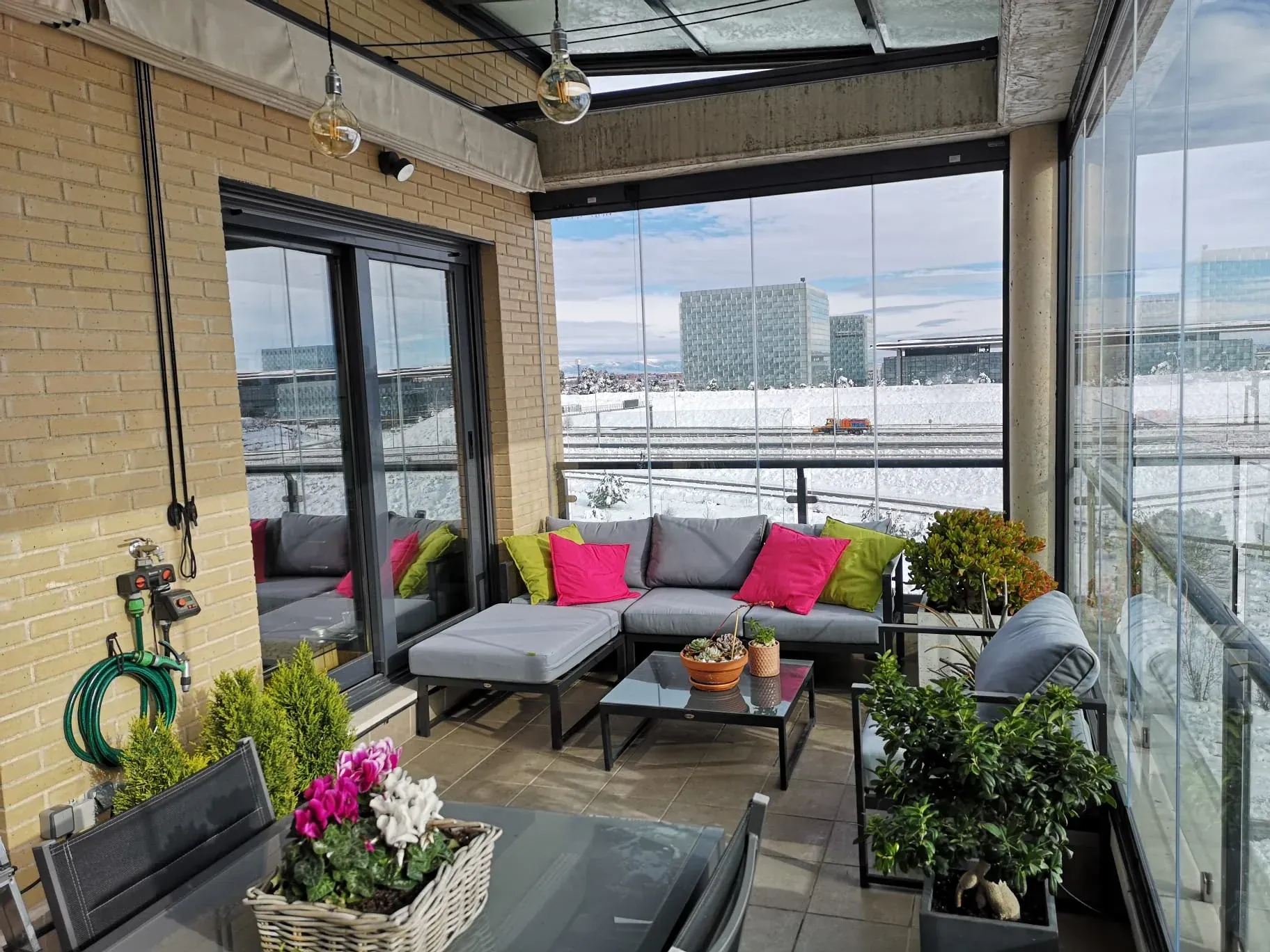 cortina de cristal terraza en Madrid