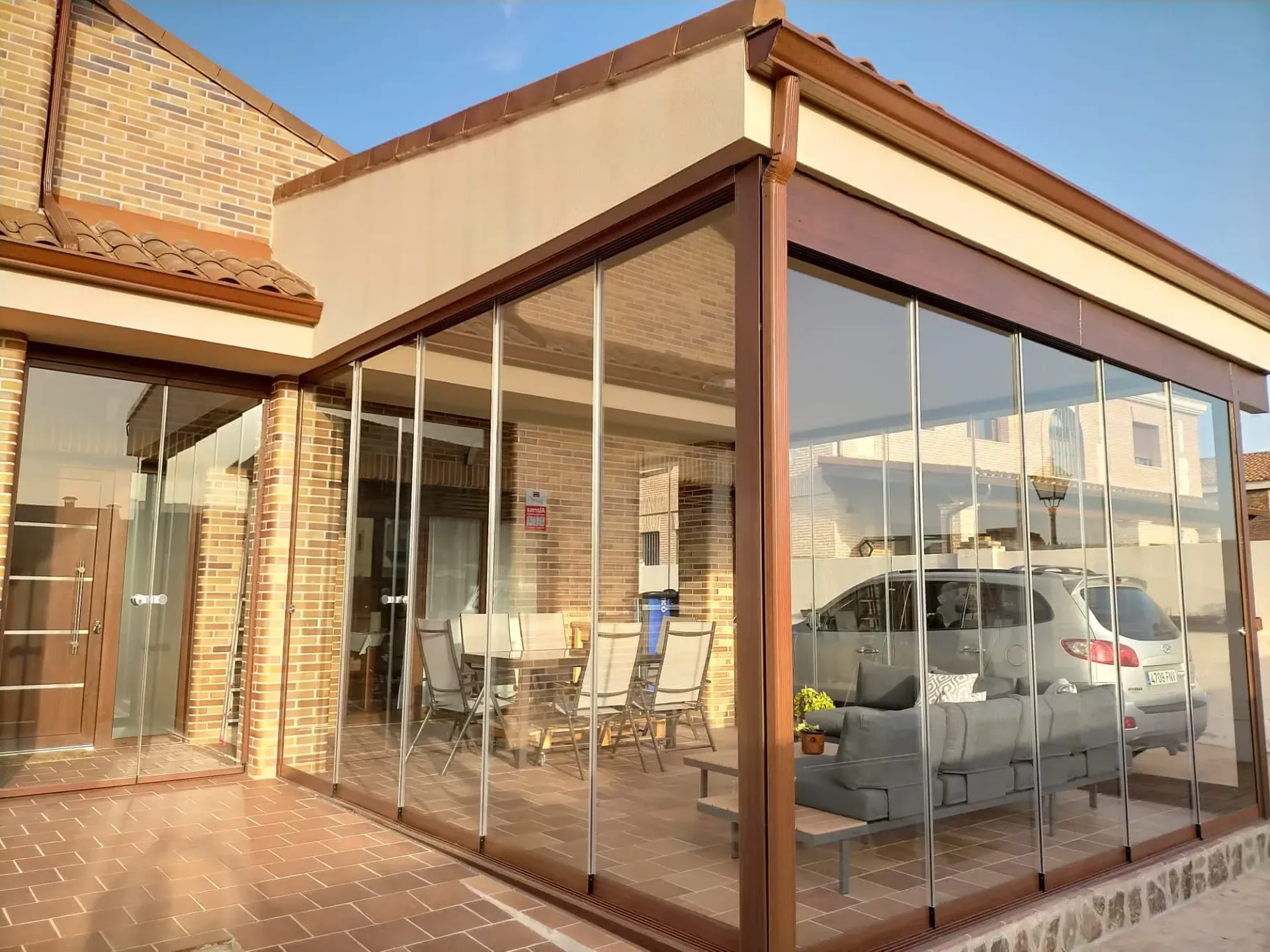 cortina de cristal terraza en Madrid