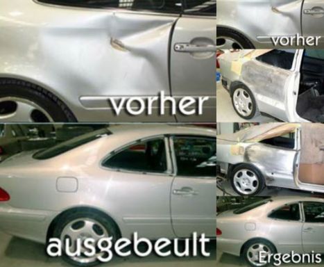 Vorher-Nachher-Bild zur Karosseriereparatur, Foto von der Ernst Peter Karosserie + Lack Götz