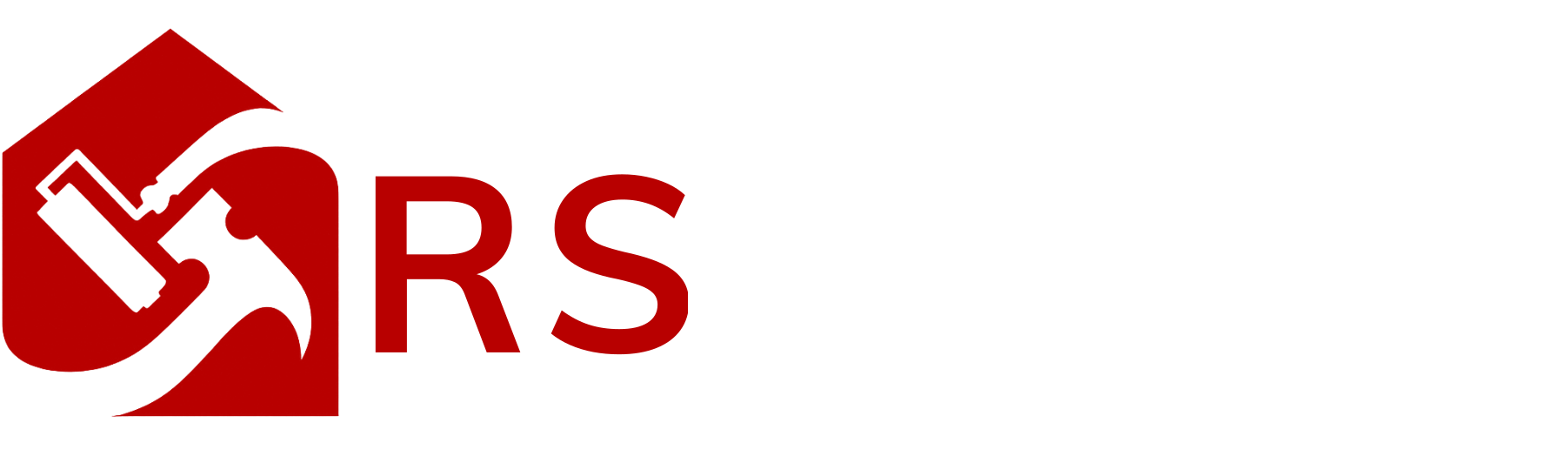 Rotes Hauslogo mit Hammer und Farbrolle im Inneren; weißer Text: 