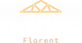 Logo g&eacute;om&eacute;trique dor&eacute; au-dessus du mot &laquo;Florent&raquo; sur fond blanc
