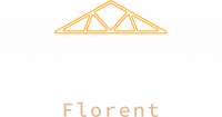 Logo géométrique doré au-dessus du mot «Florent» sur fond blanc